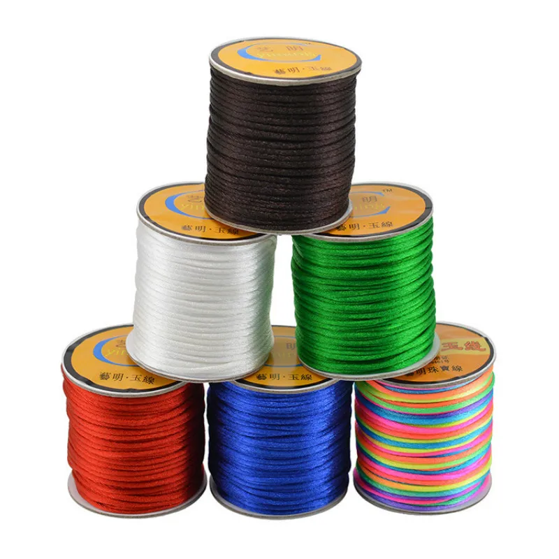 

2mm 35meter Nylon Cord Cotton Soft Satin Rattail Silk Macrame Cord for DIY Chinese Knot Bracelet Necklace Jewelry Finding