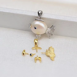 925 Sterling Silver Pendant Mounts Findings Settings Jewelry Fittings Women Accessories for Edison Irregular Baroque Pearls