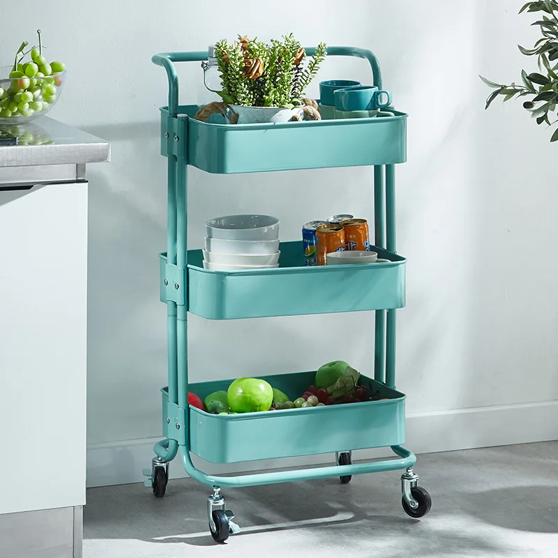 Removable Trolley Shelf Kitchen Floor Storage Cart with Wheels Gap Shelf Toiletries Finishing Rack Bathroom Cabinet Organizer