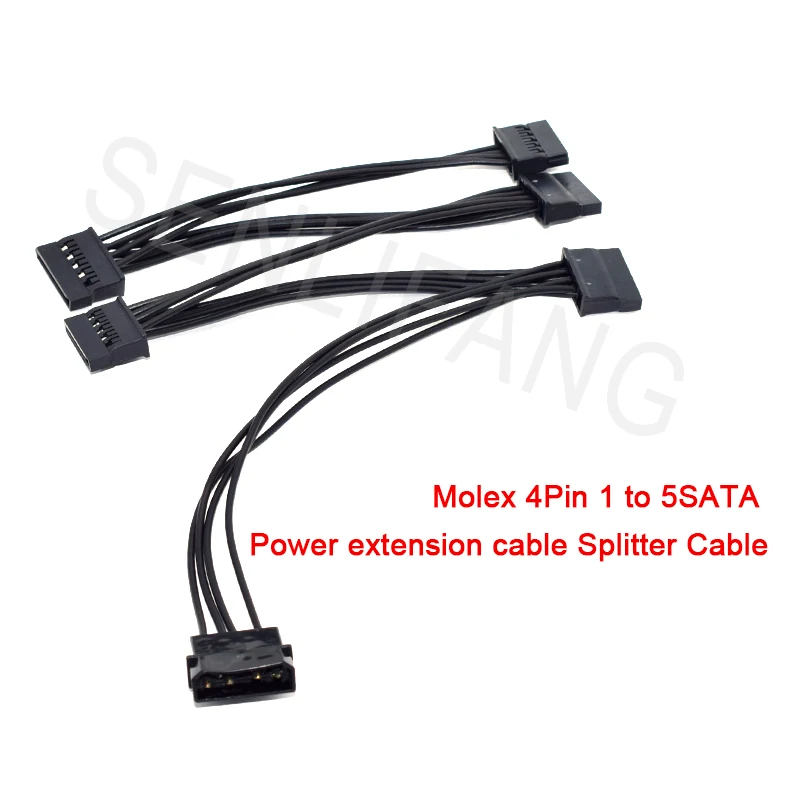 

Разветвитель кабеля питания Molex 4Pin от 1 до 5 SATA для ПК Sever UL1007 18WAG