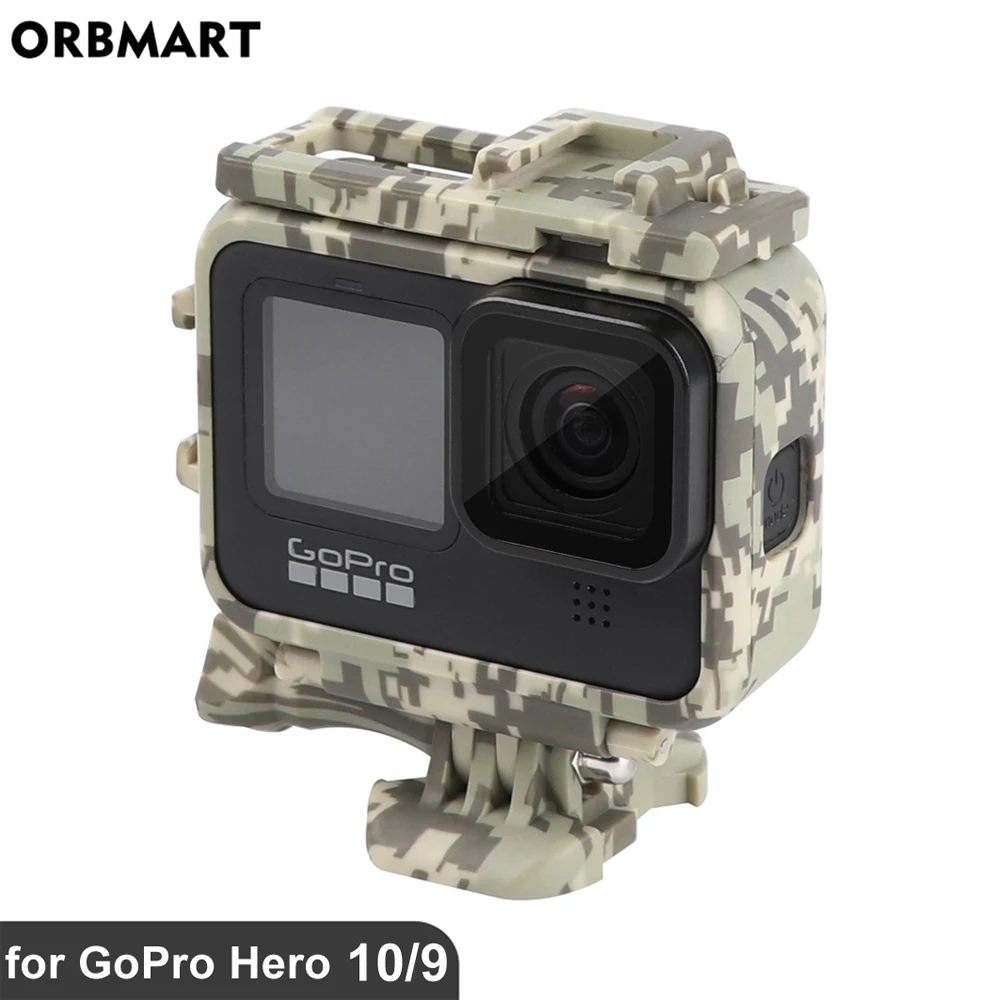 Camo Camouflage Case for GoPro Hero 12 11 10 9 Black Protective Cover Frame Glass Screen Protector for Go Pro 9 11 Accessories