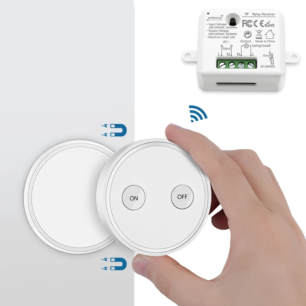 Pilot bezprzewodowy włącznik światła 220V z małe moduł przekaźnika magnetyczny przełącznik ścienny lub być przenośne 200m łatwy w instalacji