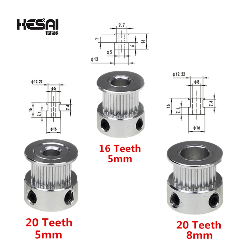 3D Printer Parts Accessory GT2 20teeth 16Teeth Bore 5mm/8mm Timing Alumium Pulley Fit For GT2-6mm Open Timing Belt