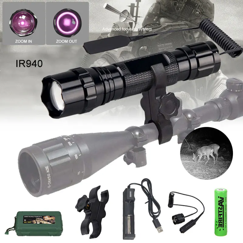

5W IR 850nm Hunting Flashlight Professional Night Vision Torch Tactical Infrared Radiation Zoomable Outdoor Waterproof Linterna