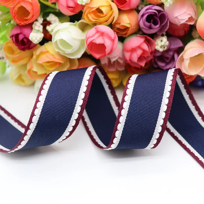 10 Yards 10MM/25MM/38MM Stichbänder Buntes Kanten-Punktlinien-Band für Haarschleifen DIY-Handwerk Handgemachte Accessoires Y19041802 – Detail 3