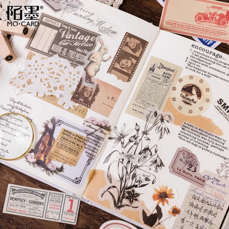 60 Stks/pak Vintage Memo Boxed Stickers Voor Junk Journal Deco Office Schoolbenodigdheden Creatieve Briefpapier Sticky Notes
