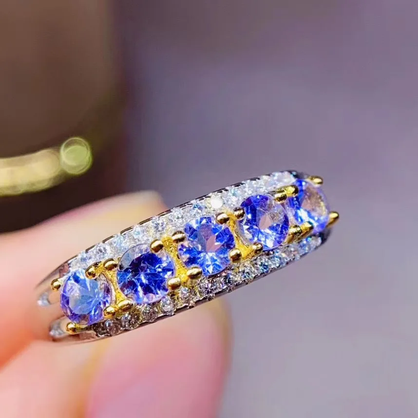 

100% Natural and Real tanzanite ring 925 sterling silver Fine handworked jewelry Finger rings