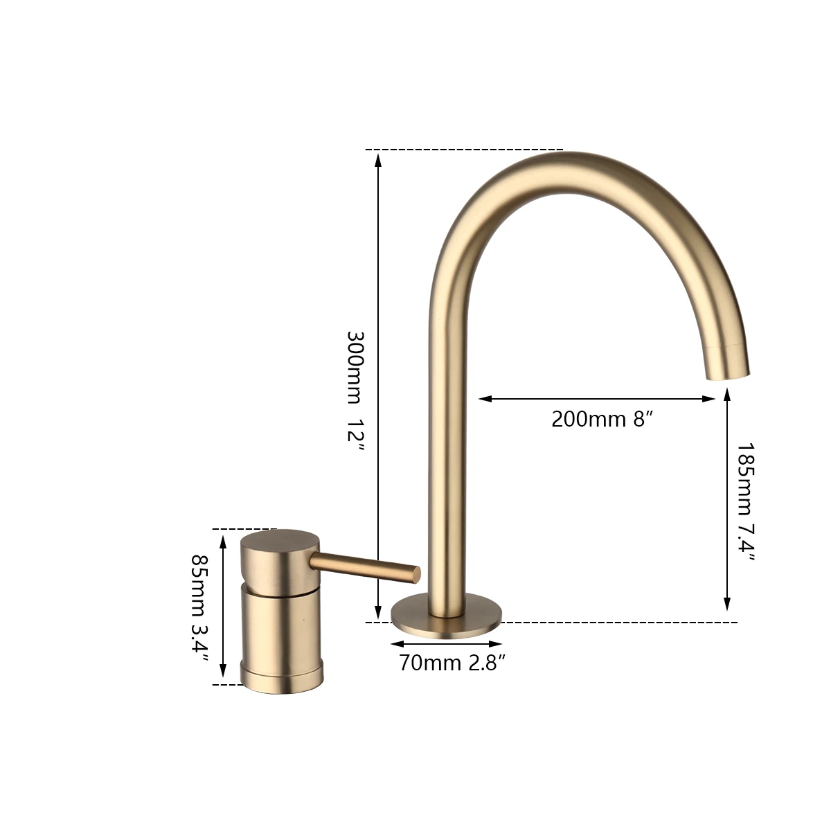 JIENI Brushed Gold Bathroom Bathtub Faucet Solid Brass Bathroom Basin Sink Faucet 1 Handle Deck Mount Gold Hot & Cold Mixer Tap