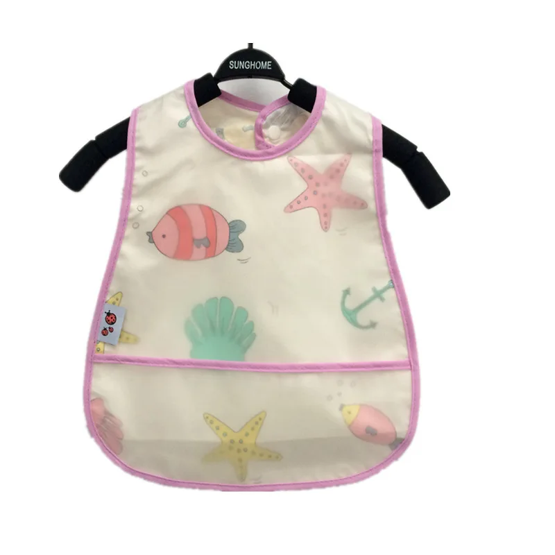 1Pcs Waterproof Lunch Feeding Apron Cartoon Pattern Cotton Baby Bibs Sleeveless Adjustable Boy Girl Feeding Bibs Apron