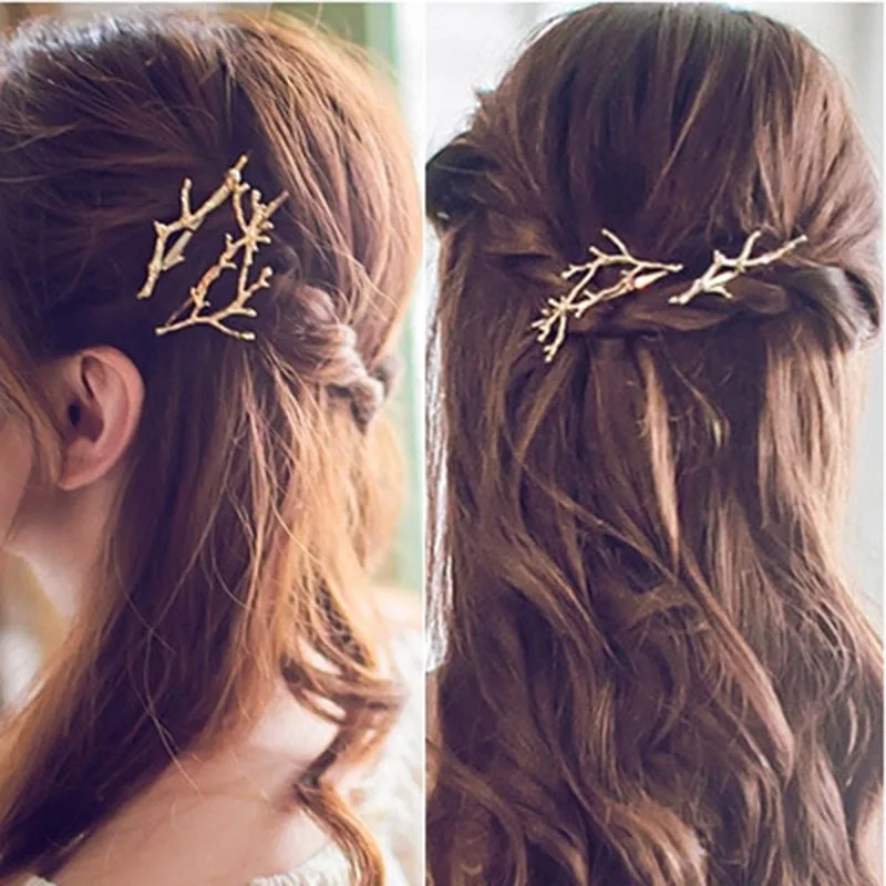 Hair Clips Fashion Tree Hair Pins Alloy Branch Hairpins Gold Silver Metal Hair Accessories Elegant Design for Lady Women Girls