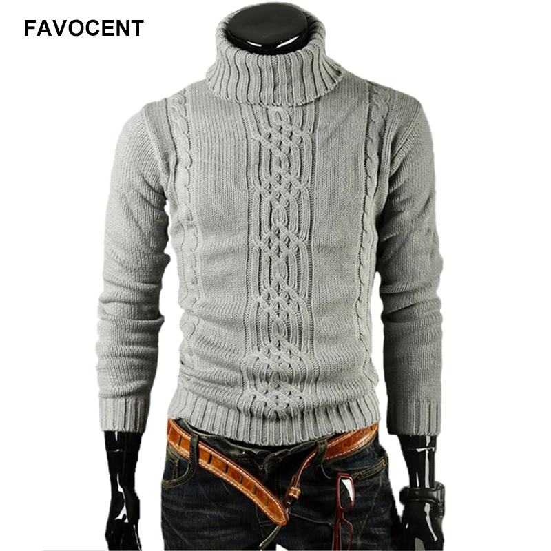 FAVOCENT Male Sweater Pullover Men 2023 Male Brand Casual Slim Sweaters Men Solid High Lapel Jacquard Hedging Men'S Sweater XXL