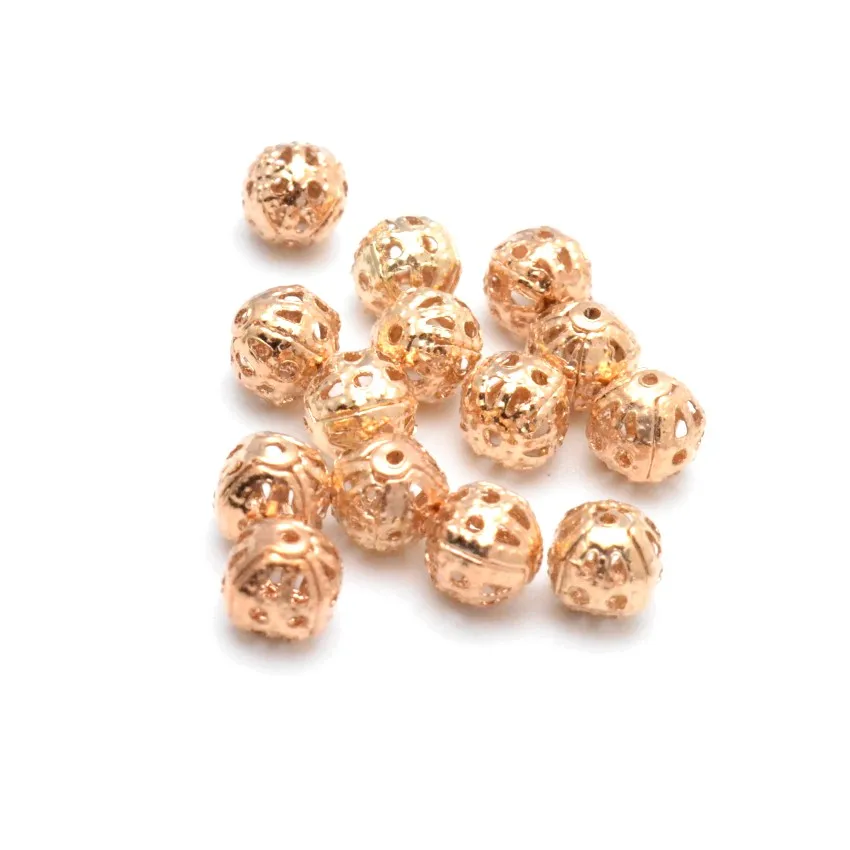 Jewelry DIY 4/6/8/10mm Vintage Iron Flower Lace Hollow Ball Metal Beads For Jewelry Making Findings