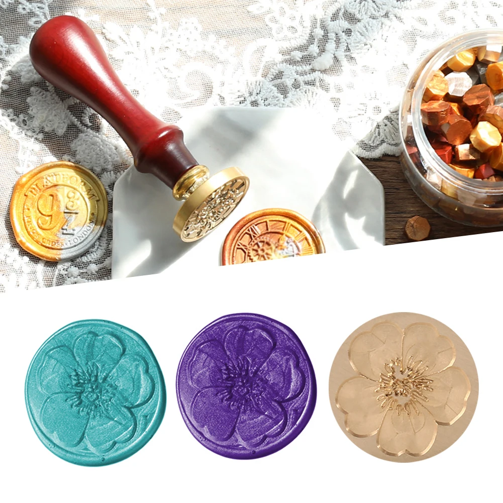 Plant Seal Flower Seal Wax Seal Stamp Retro Antique Sealing Wax Scrapbooking Stamps Wedding Decorative Invitation Cards