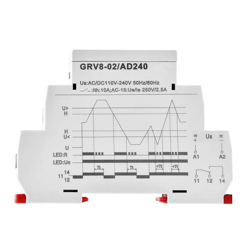 Single Phase Voltage Control Relay Over Voltage and Under Voltage Protection Monitoring Relay 10A 12V 48V 110V 240V