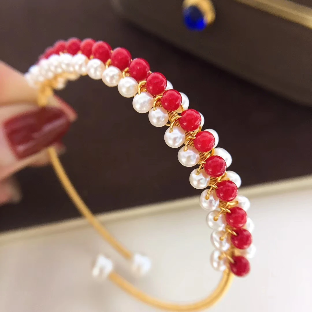 Free shipping best seller adjustable size girl stretch bracelet with natural tiny real pearl beads open ended wedding gift