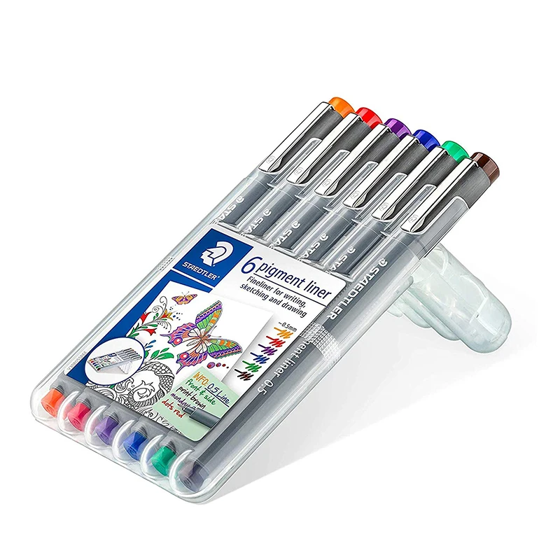 

Staedtler 308 пигментный лайнер Fineliner-0,3 мм 0,5 мм-Кошелек из 6 разных цветов