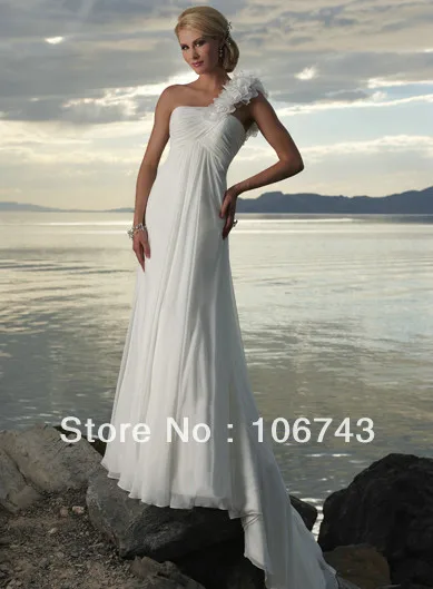 2018 new style Sexy bride Custom one shoulder flowers empire beach bridal gown vestido de festa  Mother of the Bride Dresses