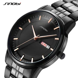 SINOBI High Quality Men's Watches Brand Luxury Business Quartz Wristwatch Fashion Stainless Steel Sport Clock Relogio Masculino