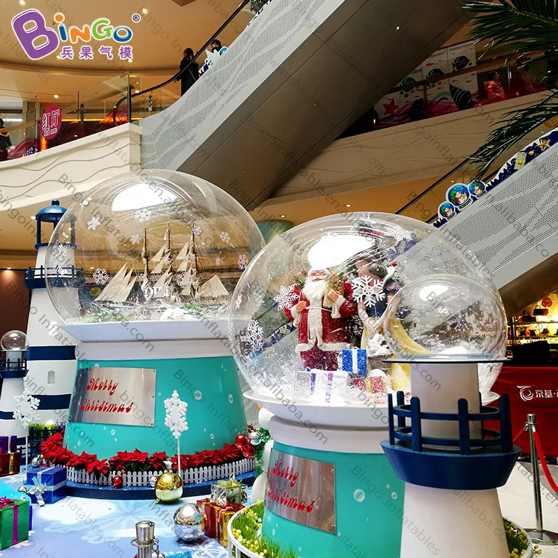 Custom made 2.2 meters high inflatable transparent bubble ball for sale / 7.2 feet christmas snow balloons toys