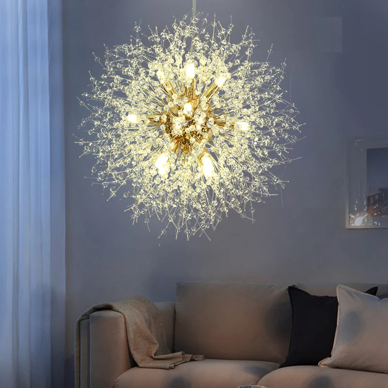 

Hot Sales Crystal Dandelion Model LED Chandelier Nordic Luxury Hotel Hanging Lamp for Living Dining Room Bedroom Decor Lighting