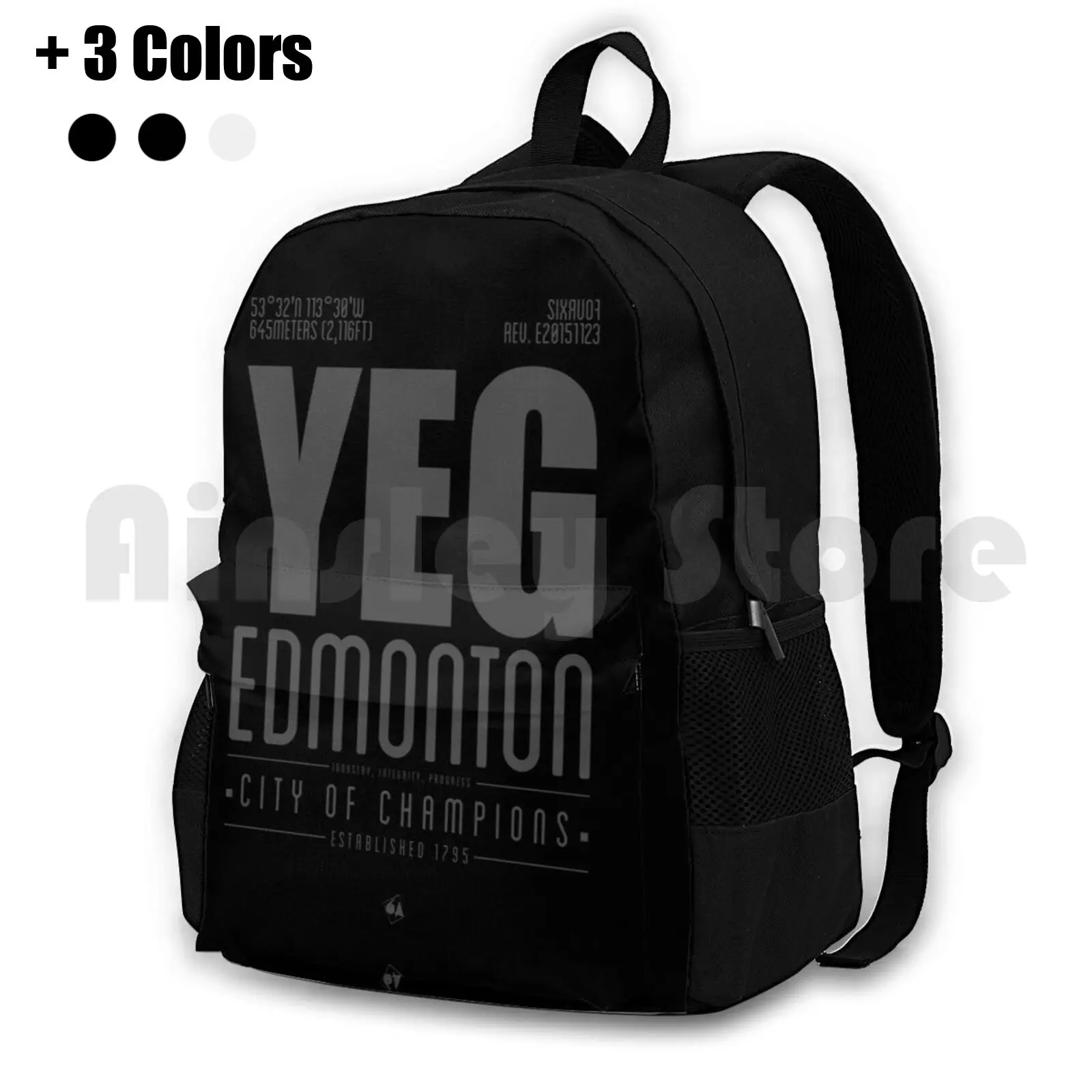 Yeg-Edmonton Outdoor Hiking Backpack Waterproof Camping Travel Yeg Edmonton Alberta Canada 780 587 Capital City Sports Teams