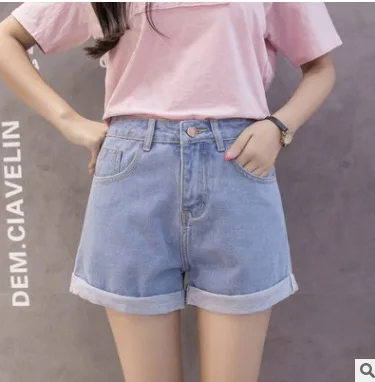 2021 summer new women's shorts high waist denim wide legs are thin and versatile