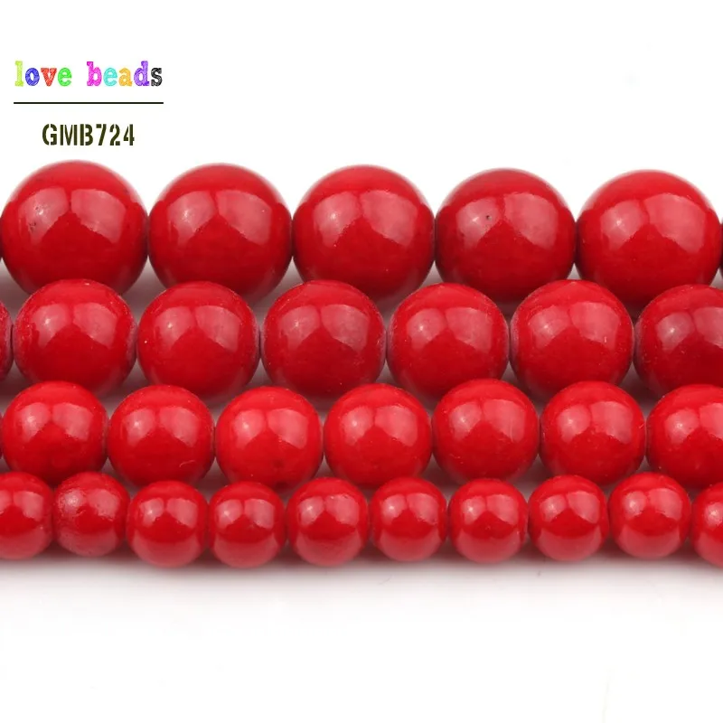 Red Coral Jades Beads for Jewellery Making 15 Inch DIY Bracelets for Women 4/6/8/10/12mm