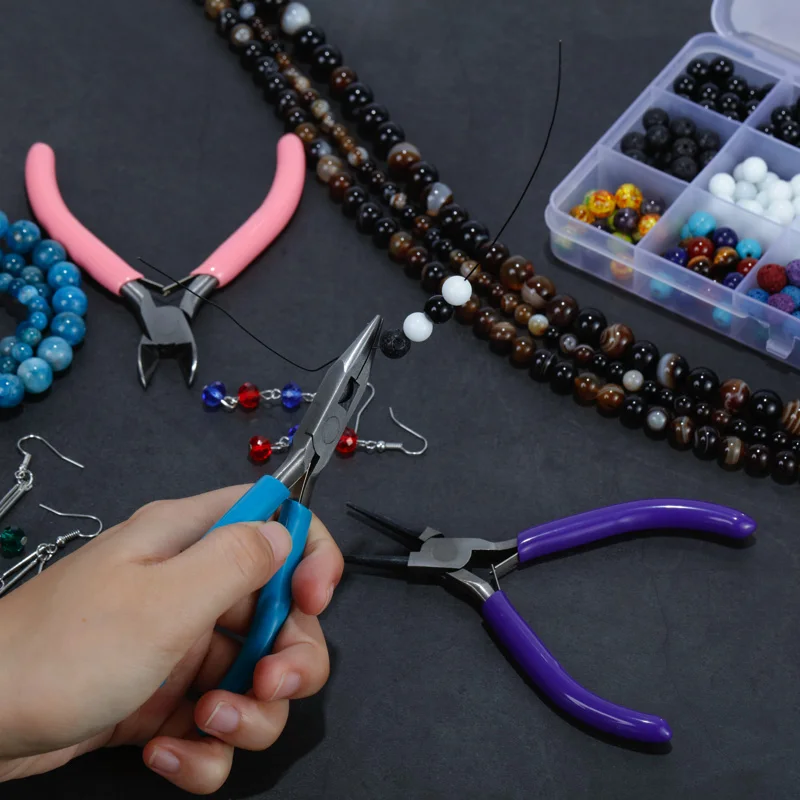 Pince à bijoux pour la réparation de bijoux, kit d'outils exécutifs, coupe de fil, pince antarctique ronde, bracelet, boucle d'oreille, fait à la main
