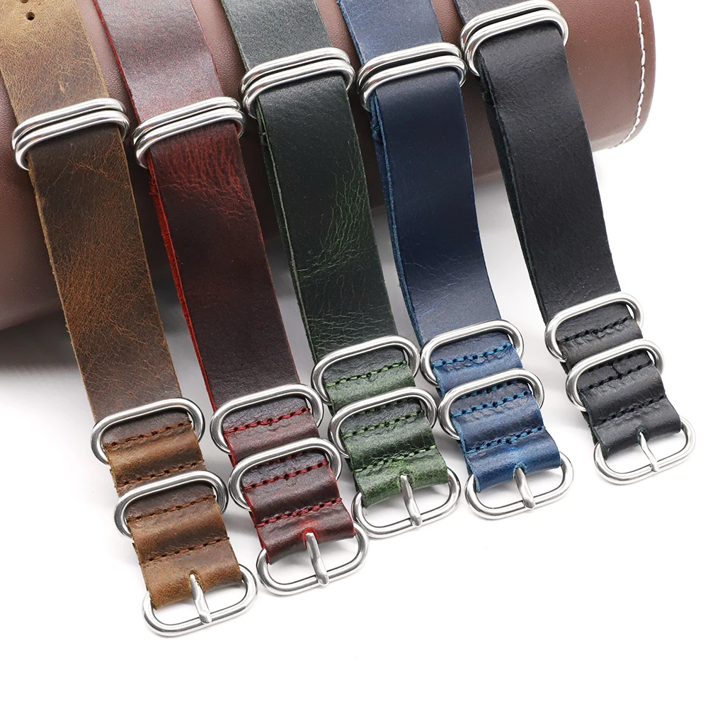 Onthelevel Premium Leather Long Strap 20mm 22mm Watch Strap Brown Black Green Classical Wristband Watch Accessories #C