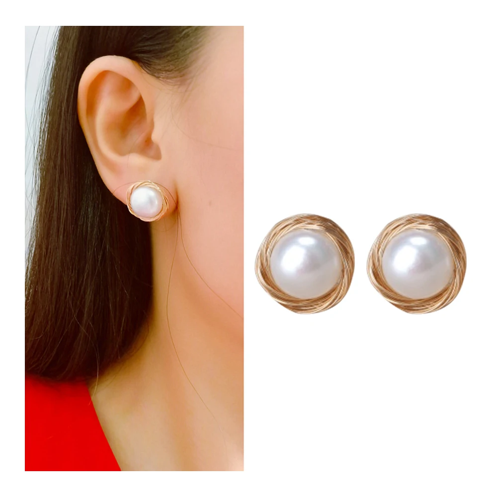 Beadsnice Pin Earring Pearl Gold-filled For Girls Party Dainty Mood Chunky Stylish Simple Stylish Multicolor ID 41056