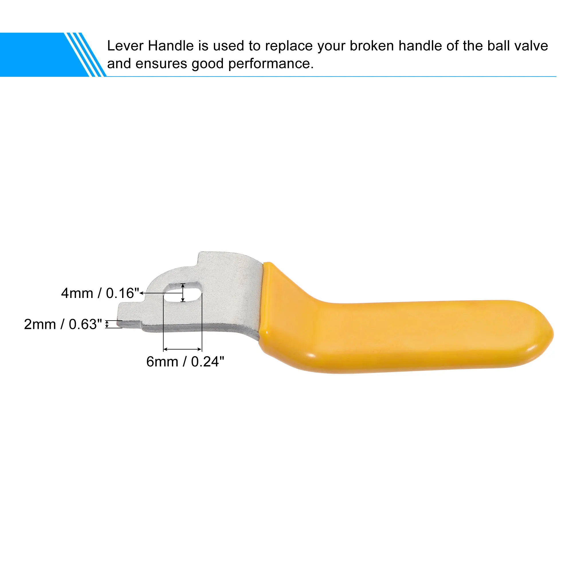 Uxcell ด้ามจับเหล็กชุบโครเมี่ยมเปลี่ยน Quarter Turn สีเหลืองสำหรับวาล์ว