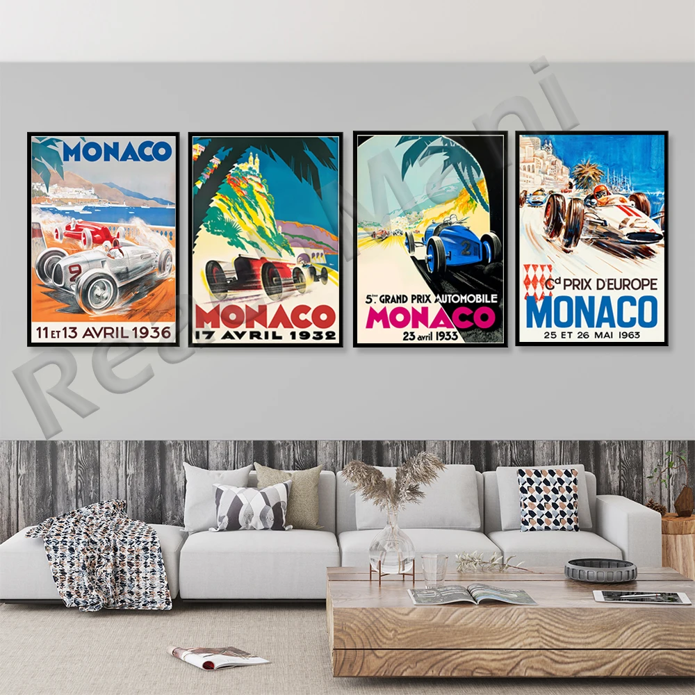 

Monaco. Vintage Grand Prix, 1932 — retro travel poster