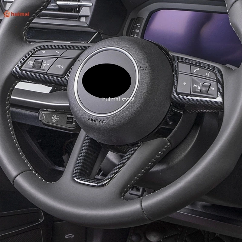 For Audi A3 Hatchback 2021 2022 Accessories ABS Carbon Fiber Car Steering Wheel Trim Control Button Frame Cover Styling