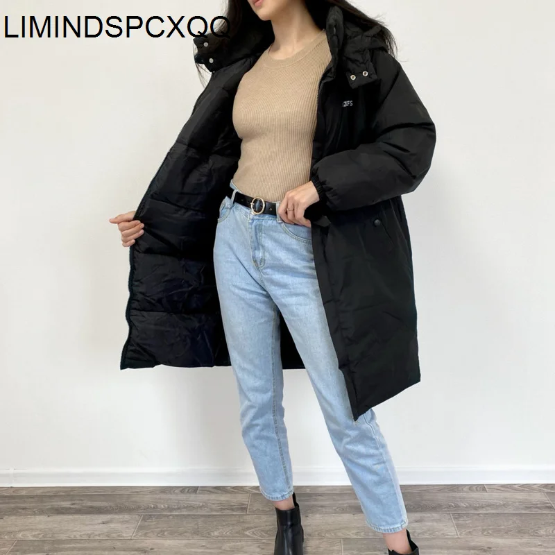 

Mid-length Hooded Cotton-padded Jacket 2023 Coats Womens Winter Korean Sports Style Thicken Warm Casual Clothes Casaco Feminino