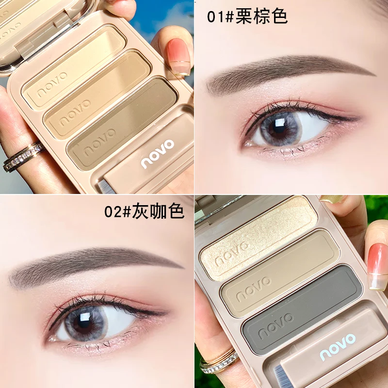 Three-dimensional Tricolor Eyebrow Powder Smooth Texture Lasting Makeup Waterproof Facial Contour Brighten Skin Beauty Cosmetic