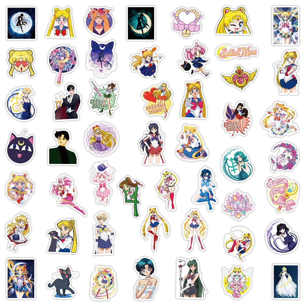 10/30/50PCS Anime Sailor Suit Moon Girl Sticker Graffiti DIY Laptop Study Scrapbook Office Waterproof Sticker Wholesale