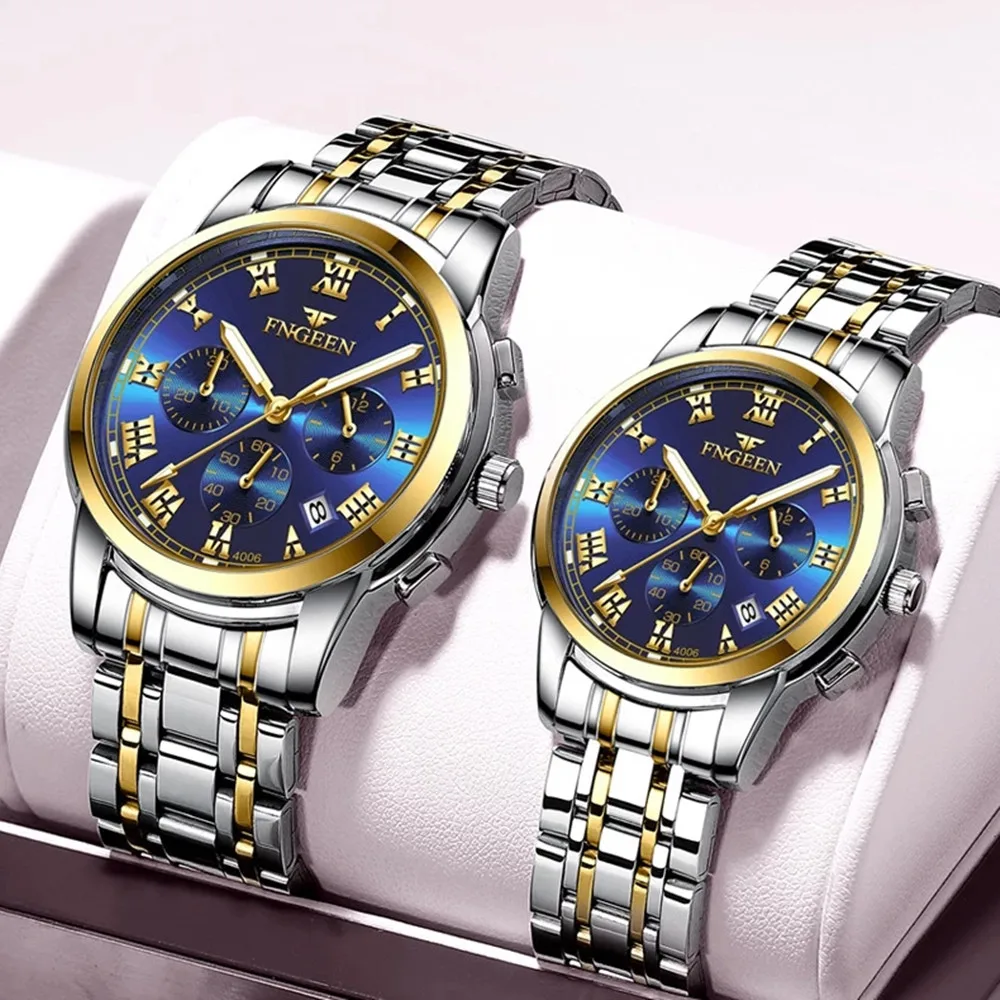 Couple Watches for Lovers Quartz Wristwatch Fashion Business Men Watch for Women Watches Tungsten Steel Coffee Gold Pair Hour