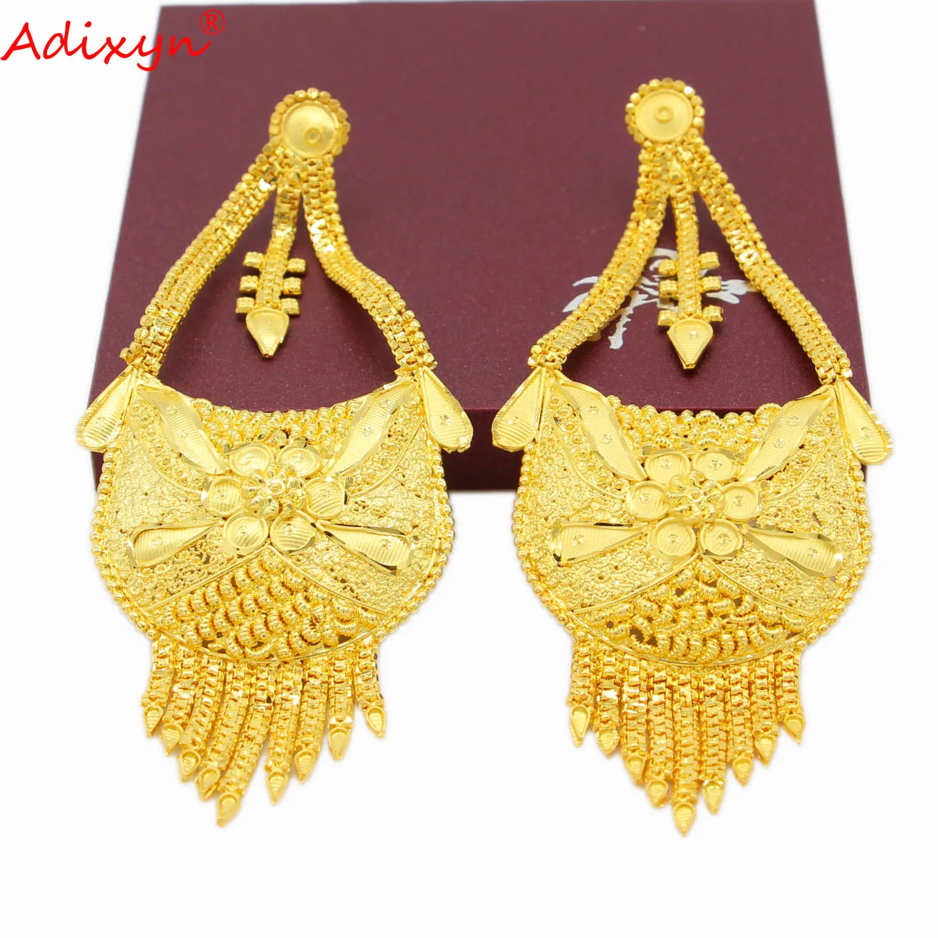 

Adixyn Plus Size Dubai Gold Jewelry Drop Earrings For Women Ethnic Style 24k Gold color African Arab Bridal Wedding Gifts N04062