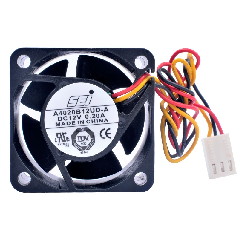 

A4020B12UD-A 4cm 4020 40mm fan 40x40x20mm DC12V 0.20A 3 lines Speed monitoring Suitable for CPU/router switch cooling fan