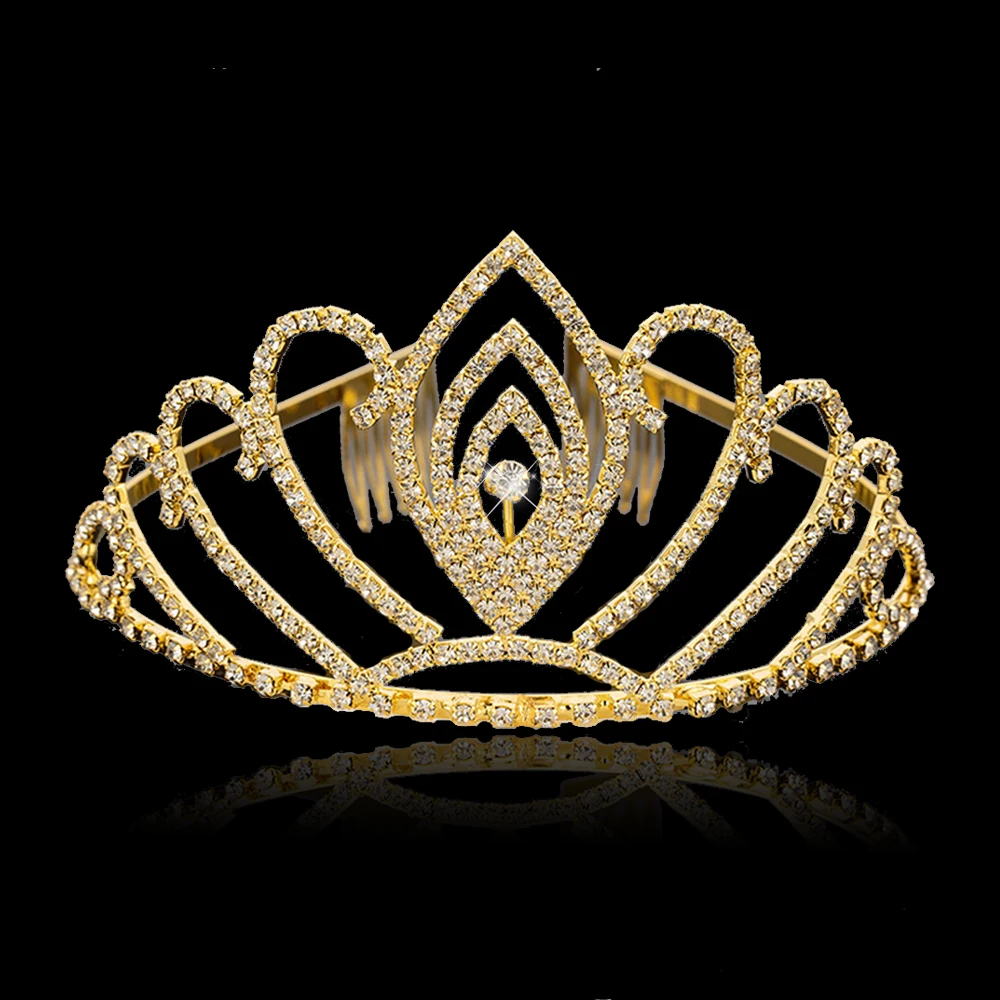 AINAMEISI 2025 New Crystal Bridal Tiaras Gold Rhinestone Pageant Crowns Combs For Women Fashion Party Wedding Hair Accessories