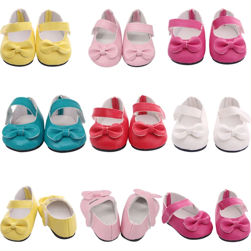 Doll Shoes Bow Casual Shoes Fit 18 Inch American Doll And 43cm Reborn Baby New Born Doll，Our Generation ,DIY Gift For Children's