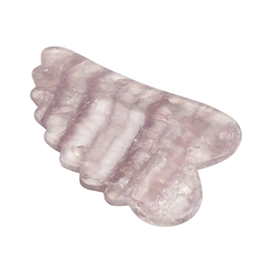 Butterfly Wing Fluorite Jade Guasha Stone Back Gua Sha Tool With Teeth to Massage You Face