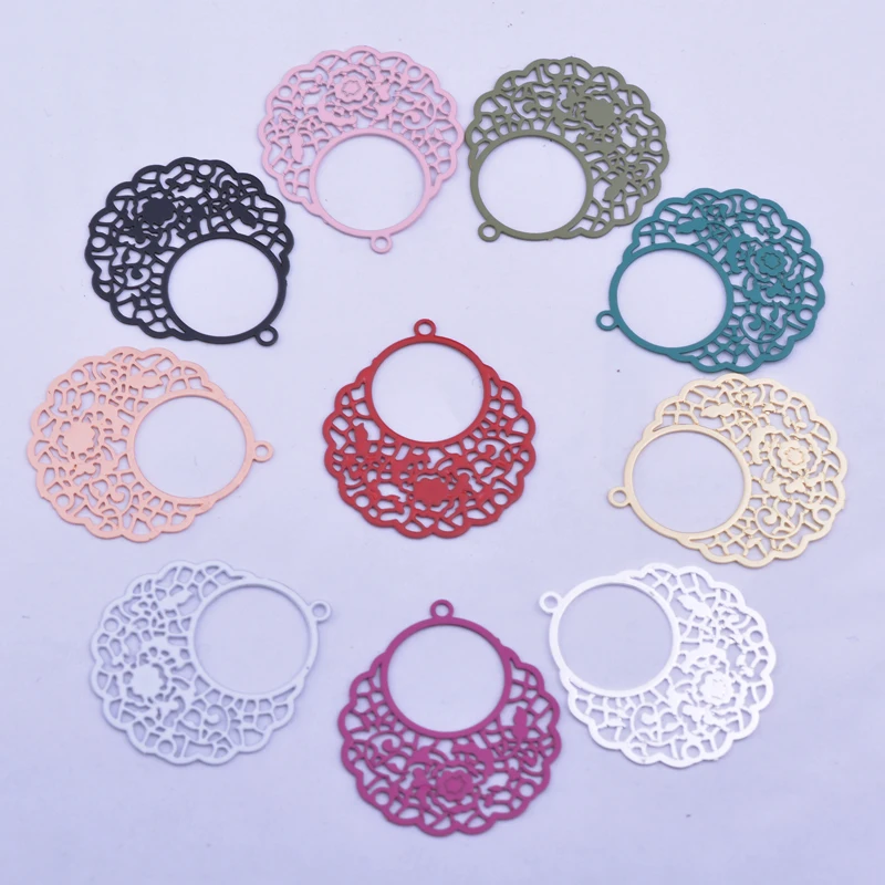 

50pcs AC7642 20*22mm Brass Laser cut Thin Charms Silver Color Charm DIY Jewelry Earring Making