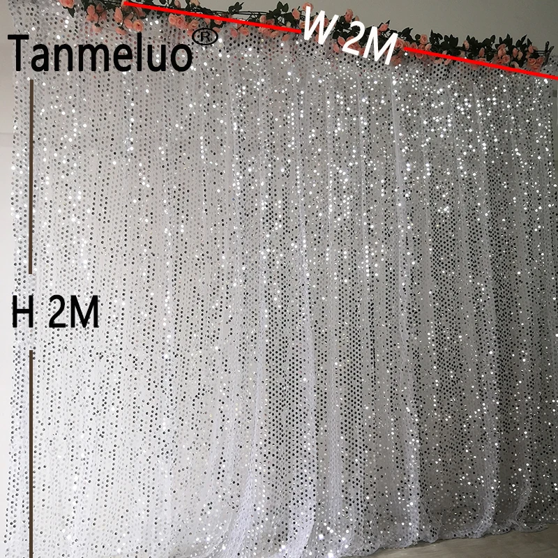 2x2M Sparkly Ready Made Silver Sequin Backdrops Glitter Curtain Photography Booth Photo Background Props Party Panel Drapery