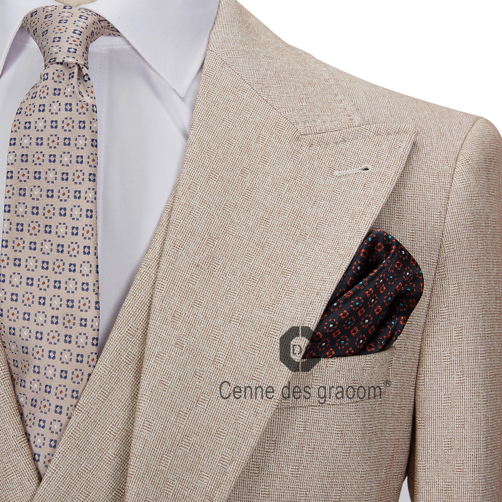 Cenne Des Graoom-Conjunto de ropa a medida para hombre, traje de boda, esmoquin informal, chaqueta, chaleco, pantalones, TA-V