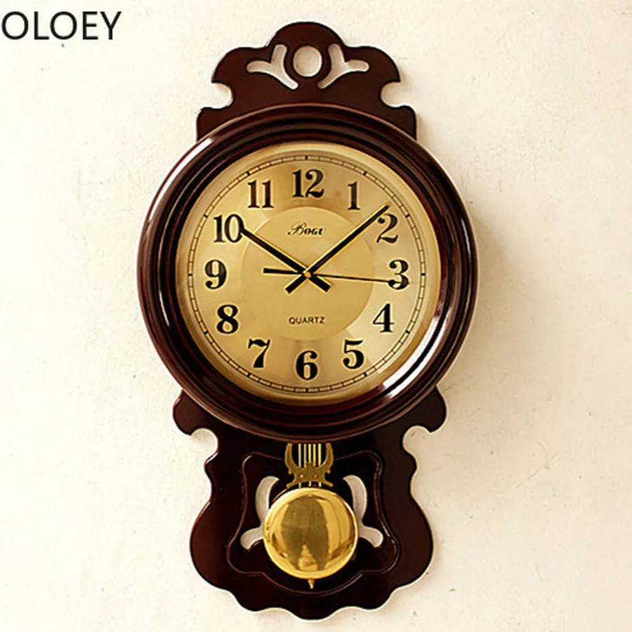 

Luxury Large Wall Clock Vintage Retro Pendulum Clock Wall Decor Living Room Wood Swing Clocks Horloge Vintage Home Decor Kitchen