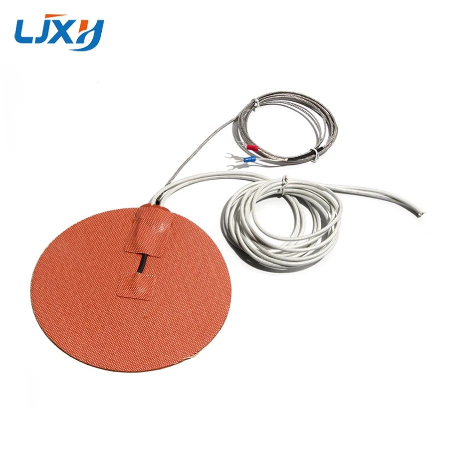 LJXH 180~350mm Diameter Wire-wound Silicone Rubber Coated Fiberglass Heater Pad 3M Self-adhesive Heater with K-type Thermocouple