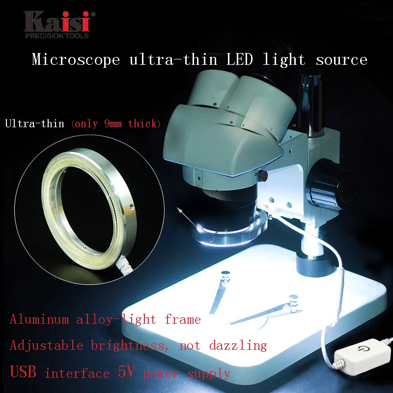 

Kaisi Ultra Thin 60 LED Adjustable Ring Light lluminator Lamp For STEREO ZOOM Microscope USB Plug