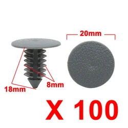 Uxcell 100pcs Plastic Trim Clips Bumper Front Door Rivets Fastener Retainer Clip Gray 8mm for Auto Car