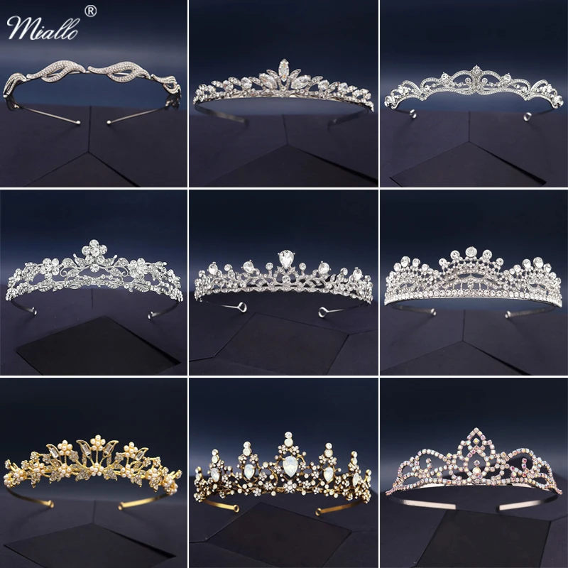 Miallo Da Sposa Accessori di Cerimonia Nuziale Corona di Strass di Cristallo Diademi e Corone per Le Donne di Colore Argento Dei Monili Dei Capelli